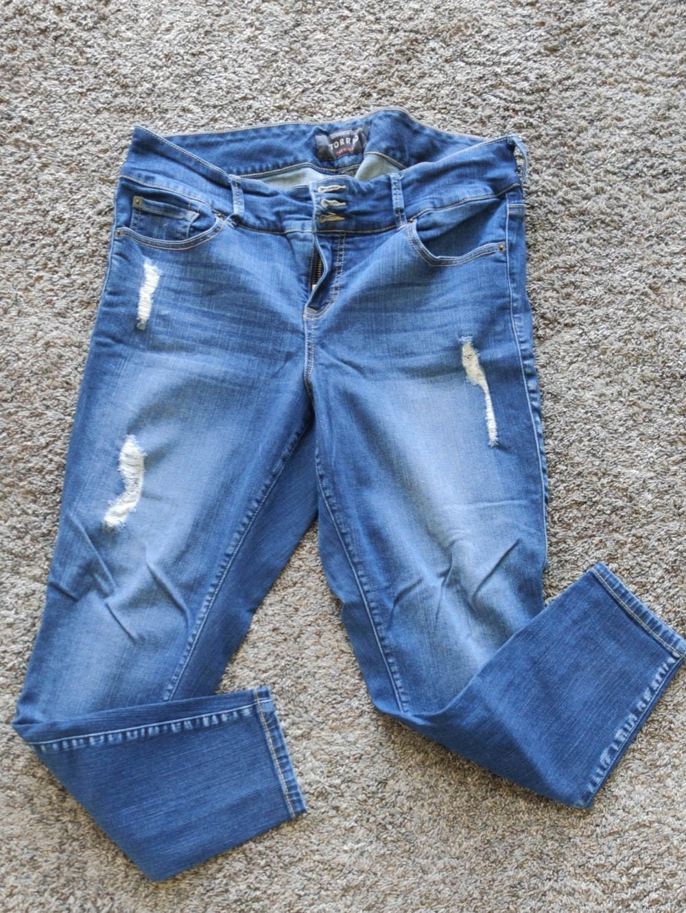 torrid Blue Distressed Skinny Jeggings